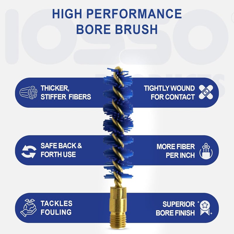 Iosso Premium Bore Brush – Blue Synthetic Fiber – Durable, Long-Lasting Tool for Gun Maintenance – Made in USA Bore Cleaning Brush (.12 GA. Shotgun BORE Brush) - Image 3